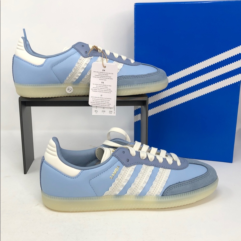 Adidas Women’s Samba OG Ruffle Clear Sky Tactile Blue JR8829 Sneakers- Size 7